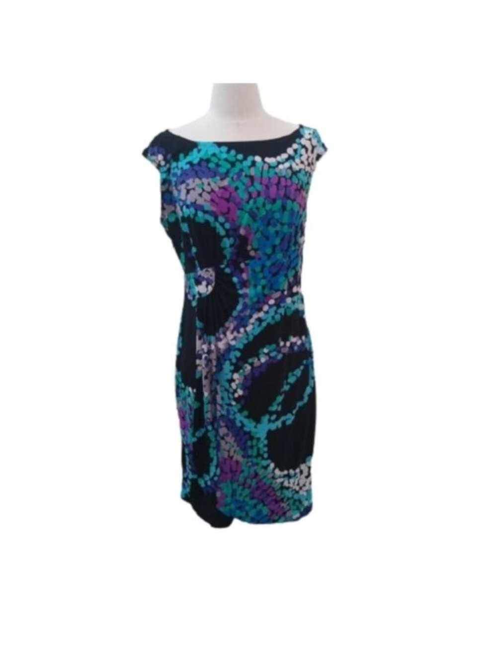 Danillo Studio Dots Travel Dress, Blue/Black/Purple,  size 10